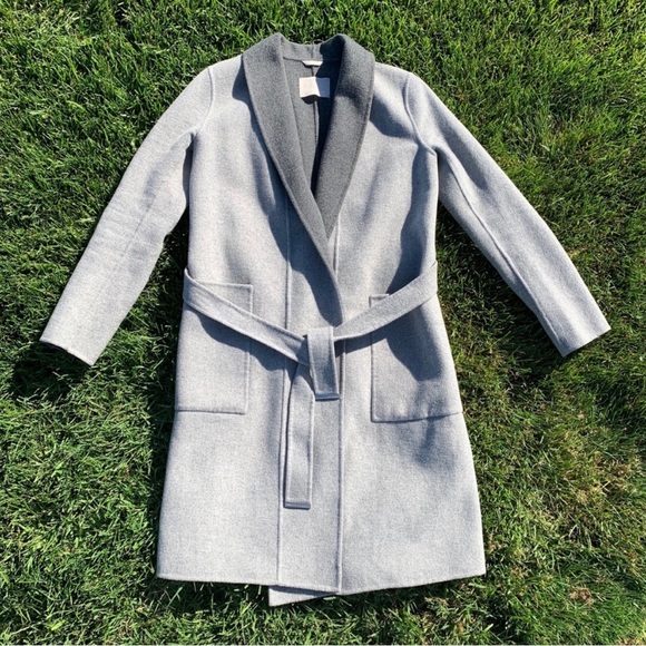 SOLD 💕 Soia & Kyo isadora grey lapel long belted wrap coat maxi duo tone 2 smal - Picture 2 of 9